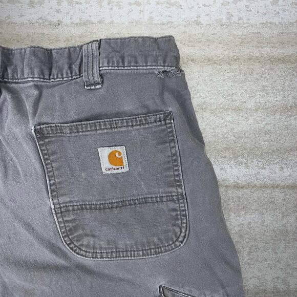 Vintage 90s Carhartt Carpenter Pants 36x30 Light Grey Relaxed Fit Dungarees - Picture 3 of 6